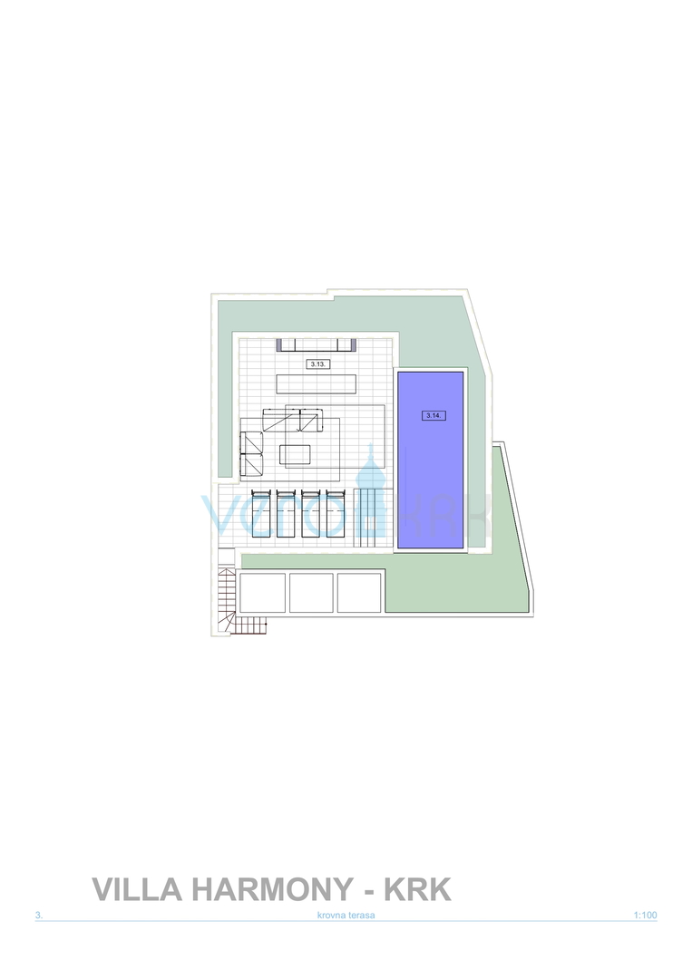 Grad Krk, moderan penthouse 162 m2 sa pogledom na more i bazenom, prodaja